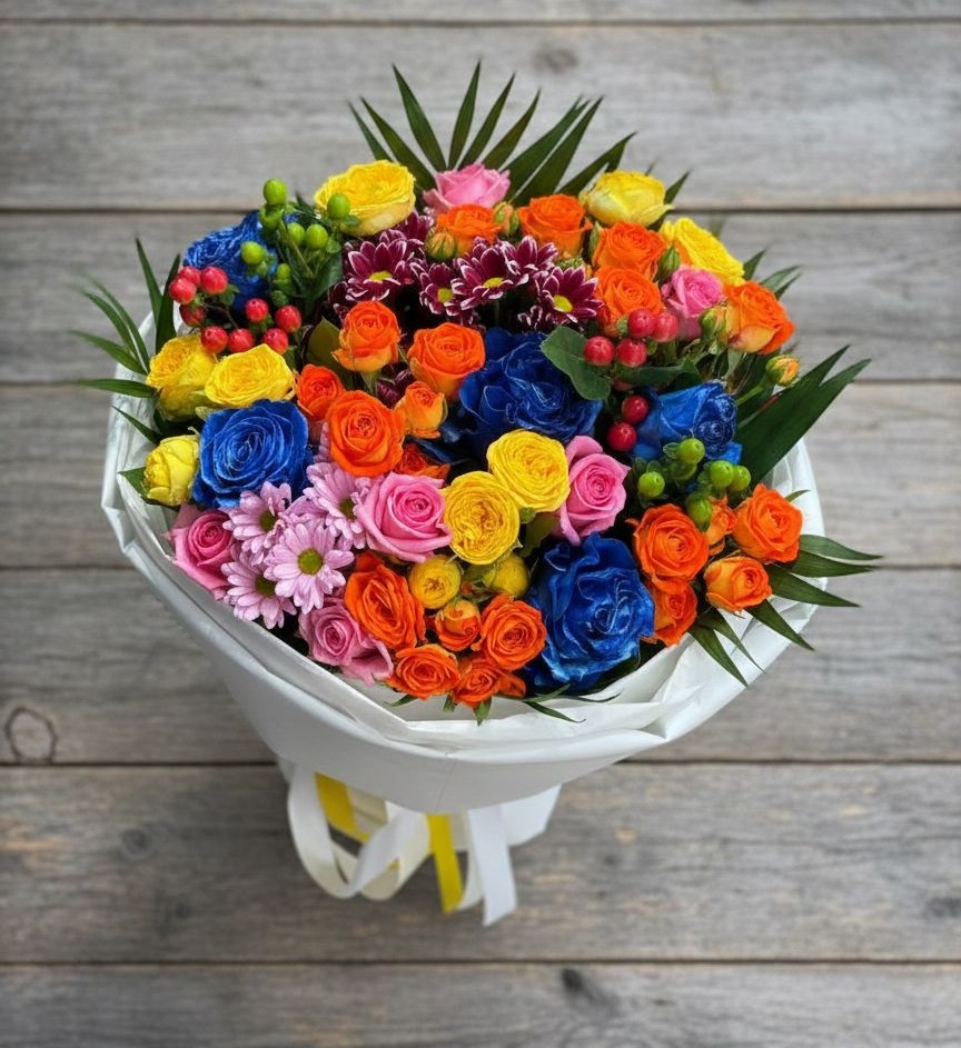 Букет цветов из: Розы и Хризантемы в Ликино-Дулево