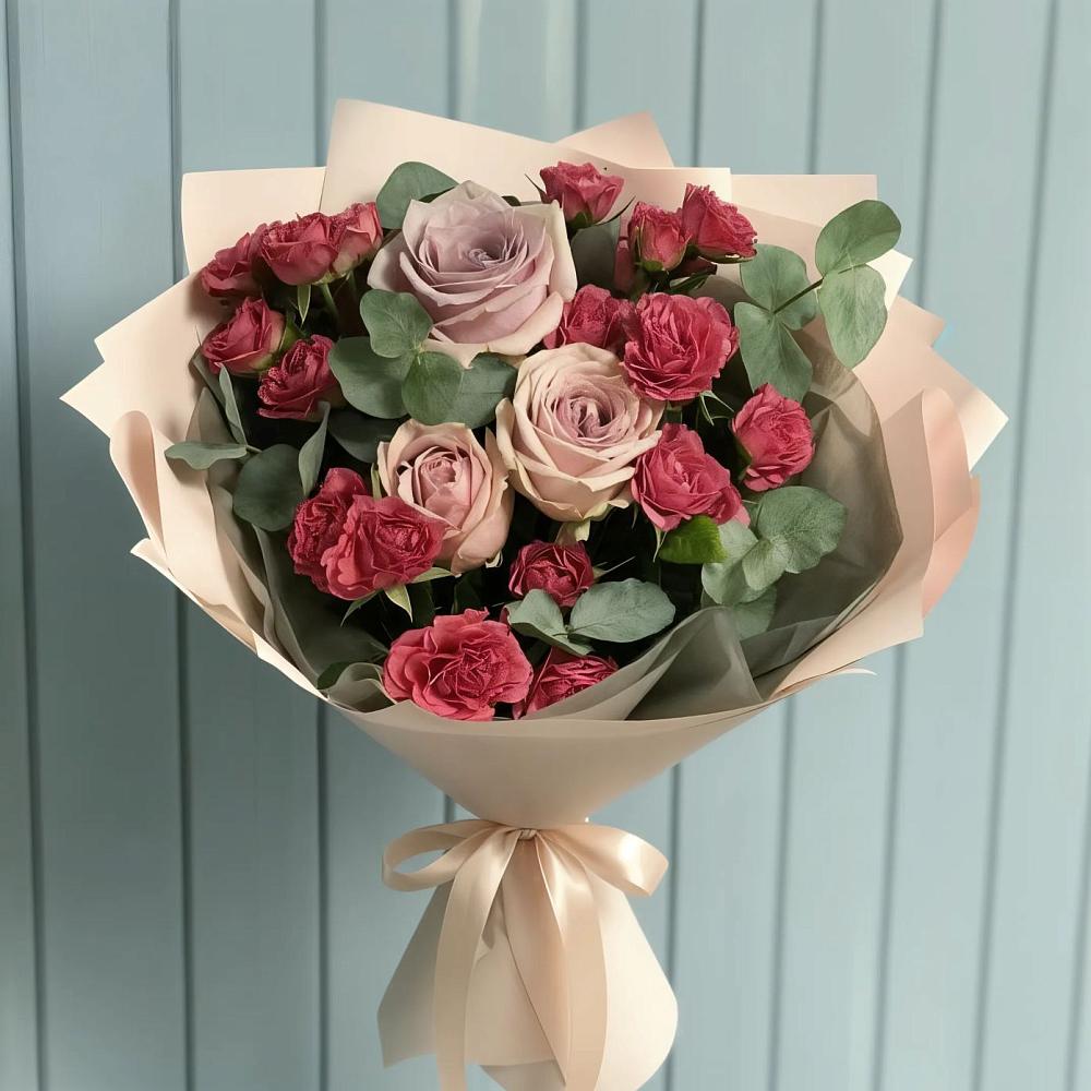 Букет цветов из: Гвоздики и Розы в Ликино-Дулево