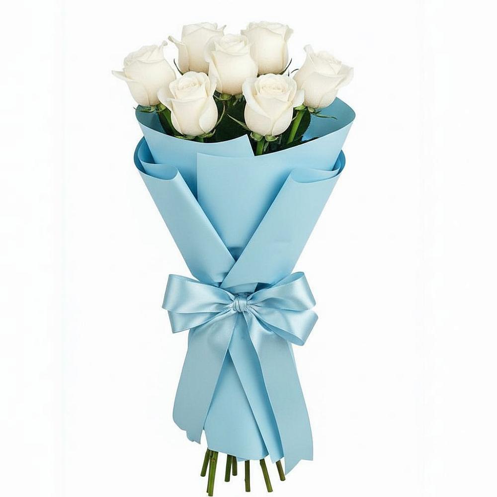 Букет 7 белых роз Проуд в Ликино-Дулево