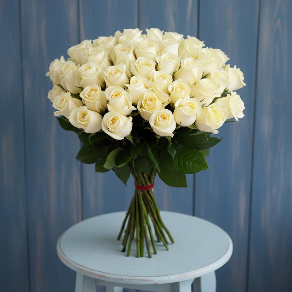 Букет 51 Белая роза Эдлесс Лав в Ликино-Дулево