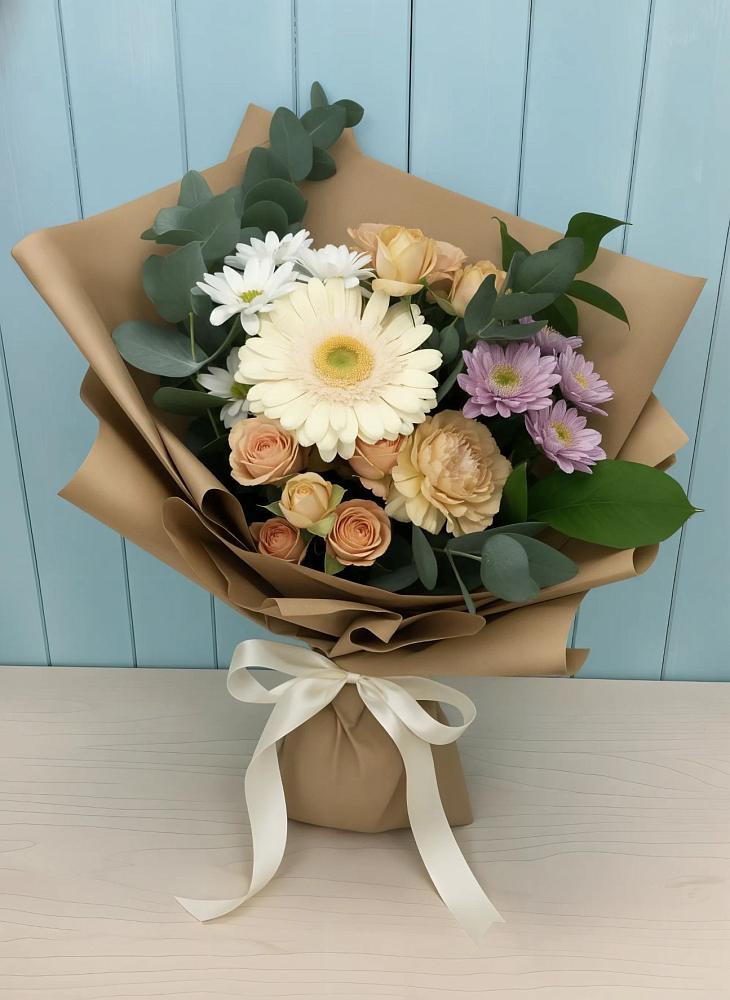 Букет цветов из: Герберы и Хризантемы в Ликино-Дулево