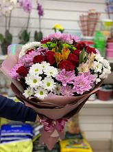 Букет цветов из:  Розы, Хризантемы и Альстромерии #REPLACE_PRED# Ликино-Дулево