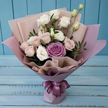 Букет цветов из:  Розы и Лизиантусы в Ликино-Дулево
