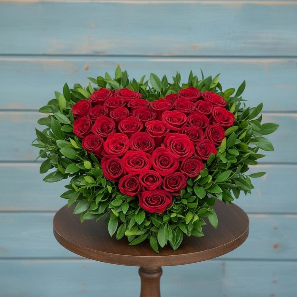 Цветочная композиция из Розы в виде сердца в Ликино-Дулево