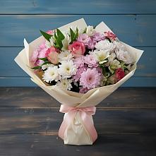 Букет цветов из:  Хризантемы, Альстромерии и Розы #REPLACE_PRED# Ликино-Дулево