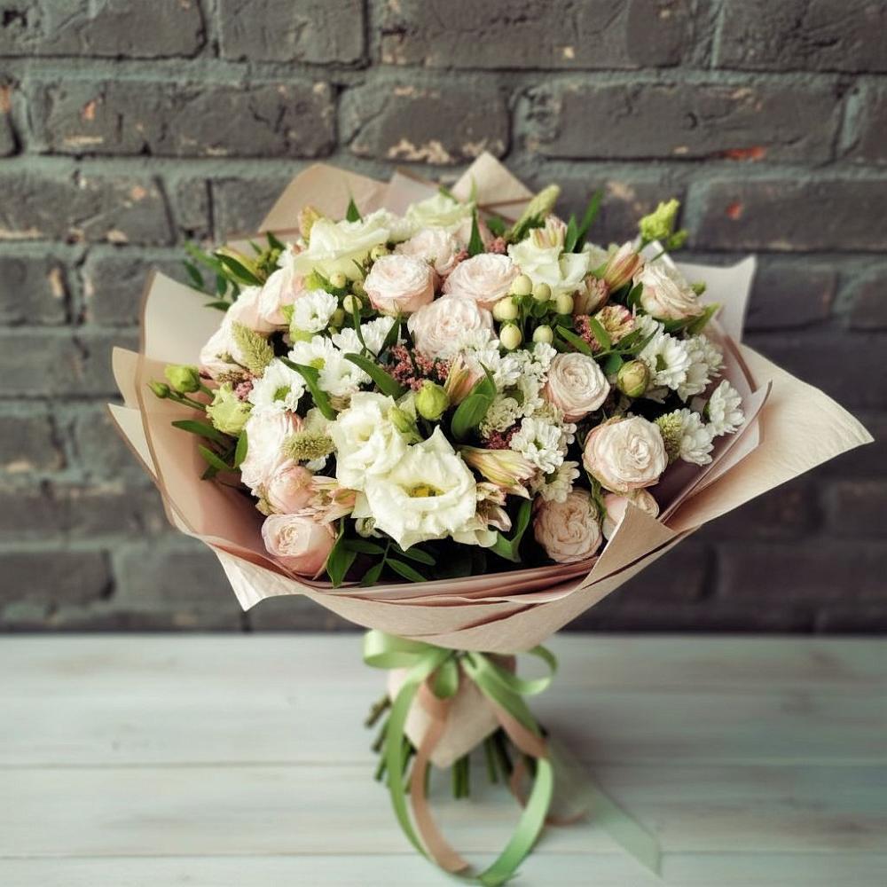 Букет цветов из: Альстромерии, Розы и Хризантемы в Ликино-Дулево