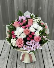 Букет цветов из:  Альстромерии, Гвоздики, Розы и Хризантемы #REPLACE_PRED# Ликино-Дулево