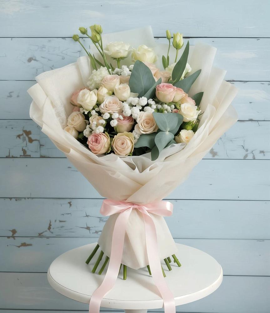 Букет цветов из: Розы и Лизиантусы в Ликино-Дулево