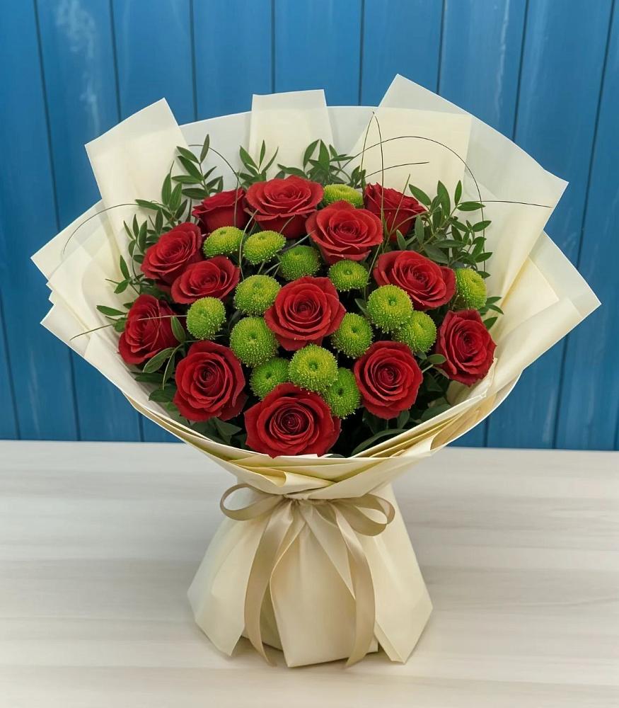 Букет цветов из: Розы и Хризантемы в Ликино-Дулево