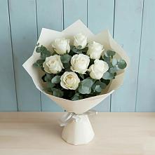 Букет Белые розы в Эвкалипте #REPLACE_PRED# Ликино-Дулево